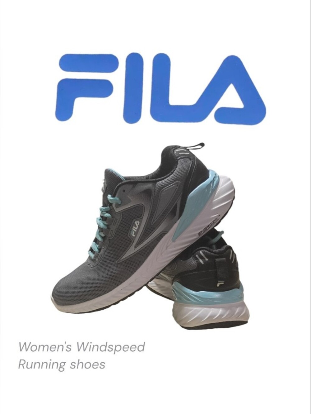 FILA Women's Windspeed Gray & Light Blue Running Shoes